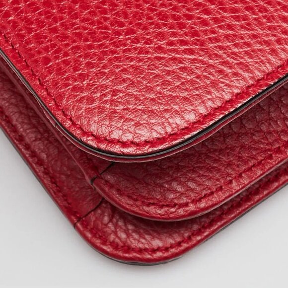 Gucci Red Pebbled Leather Interlocking G Medium Shoulder Bag - Picture 4 of 12